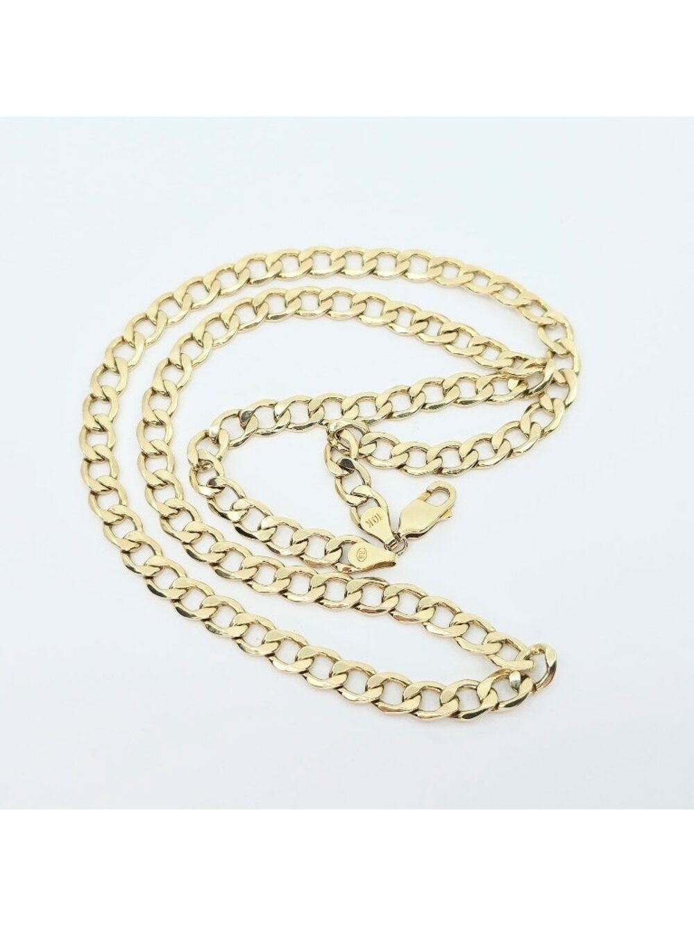 Unique 10K Karat Solid Yellow Gold Designer Cuban Link Chain Necklace - 22" L